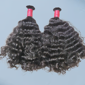 Extensiones de Cabello Humano Virgen Remy del Sur de la India, Doble Trama, Ondulado Suelto, Ondulado Profundo, Negro Natural, Cabello a Granel, Venta al por Mayor de Fábrica - Product Image 5