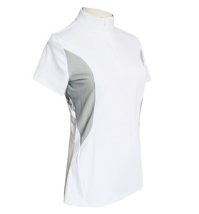 Camiseta de equitación personalizada para mujer, capa base transpirable de secado rápido, licra/poliéster, top profesional para espectáculos ecuestres, proveedor OEM - Product Image 5