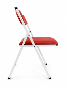 Silla de Comedor Plegable de Plástico Rojo con Estructura Metálica, Tapicería de Cuero PU, Diseño Moderno, Muebles para Comedor de Uso Doméstico, Hecho en China - Product Image 6