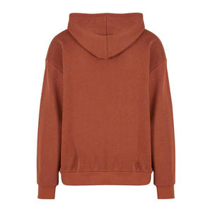 เสื้อฮู้ดดี้ผู้ชายสีน้ำตาลสนิมทรงโอเวอร์ไซส์ แบบเรียบง่าย มีฮู้ด แขนยาว มีกระเป๋าจิงโจ้ ผ้าคอตตอนผสมขนแกะ สวมใส่สบาย - Product Image 2