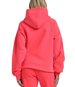 Sweat à capuche rose corail pour femme en polaire polyester/coton, couleur unie, manches longues, respirant, longueur standard, design personnalisé - Product Image 2