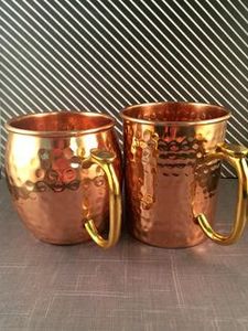 Copper beverage <b>mug</b> set for elegant bar table themes hammered finish metal cups durable reusable party serving <b>mugs</b> - Product Image 3