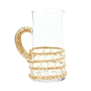 Best deal cheap price white seagrass cup mug holder big pitcher handmade seagrass wicker cup holder