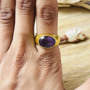 Market Favorite Bohemian Amethyst <b>Rings</b> Minimalist Brass Band <b>Women</b> 18k Gold Plated Chunky <b>Signet</b> Cocktail <b>Ring</b> Third Party - Product Image 5