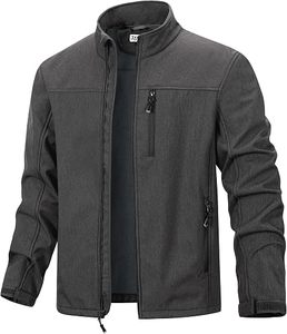 Deep Gray Men's Full Zip <b>Fleece</b> Jacket Stand Collar Polar Outerwear Lightweight Warm Casual Winter Coat - Product Image 1