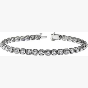 Round Prong <b>Set</b> LAB - GROWN Diamond Tennis Bracelet 7.20 Carats White <b>Gold</b> 14K - Product Image 1
