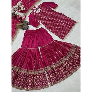 Conjunto de ropa de fiesta para mujer de diseñador Sharara Plazzo Dupatta - Product Image 2