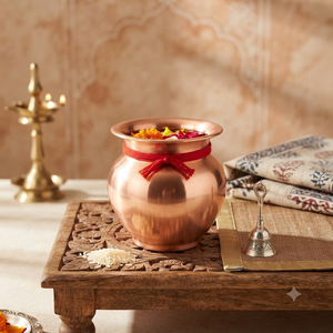 Pot en cuivre Kalash, récipient traditionnel indien pour la Pooja, décoration de temple à domicile, cérémonie de mariage, rituel spirituel, cadeau - Product Image 2