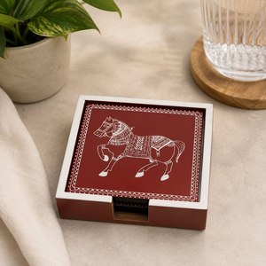 Enamel Printed Modern Square Bone & Resin Wood Tissue Box with 2 in Thickness Desktop Table Decorative Organizer Accessories - Product Image 5