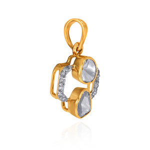 Pendentif en or jaune avec diamants de laboratoire taille ronde, design classique, bijou de tous les jours pour femme - Product Image 2