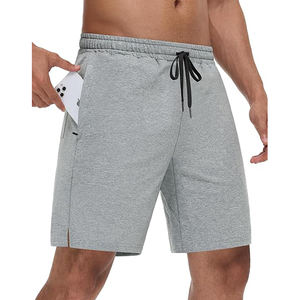 Shorts amples en molleton avec cordon de serrage et poches, bas décontractés en coton épais, 100 % coton, couleur unie, chauds et confortables pour l'hiver - Product Image 1