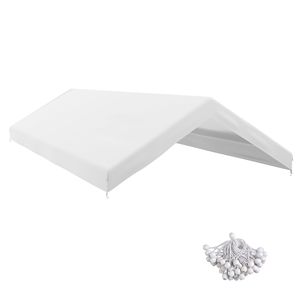 Abri de voiture 6m x 3m résistant aux UV, couverture de garage pour une ou deux voitures avec cordons élastiques - Blanc - Product Image 1
