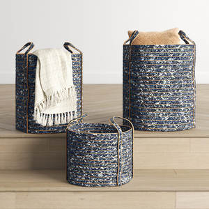 Panier de rangement décoratif en jonc de mer naturel accessoire décoratif tissé pour la maison - Product Image 2