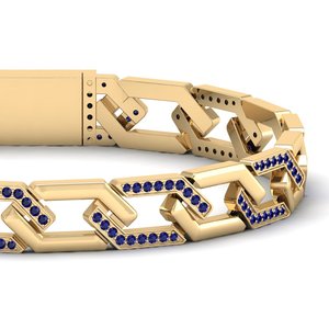 Bracelet tennis REYES personnalisé en or 14 carats avec moissanite, saphir bleu taille ronde 1,5 carat, bijoux de luxe de créateur - Product Image 2