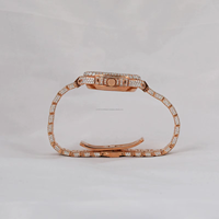 Montre de luxe Harmonic Jewels en or rose, quartz moissanite, verre romain glacé, analogique, 41 mm, étanche 3 ATM, bracelet 20 mm