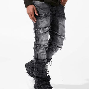 Jeans de Mezclilla para Hombre, Corte Recto, Desgastados y Rotos, Cintura Media, Ajuste Slim, Estilo Urbano, Primavera - Product Image 1