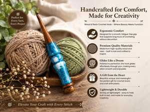 Crochets à crochetage en bois faits à la main, durables, avec poignées en résine colorées et solides, 3,5 mm-6 mm, outils de tricot pour l'artisanat DIY, la curiosité artisanale et l'art populaire - Product Image 3