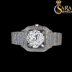 Reloj de lujo de la mejor calidad con pavé romano, movimiento automático cuadrado, Diamante tachonado con moissanita, 40mm, cristal analógico completo, moda antigua - Product Image 1