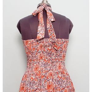 Nouvelle robe longue à col halter, imprimé cachemire, coupe ample, idéale pour les vacances et la plage, robe longue bohème en coton à imprimé floral cachemire - Product Image 6