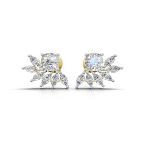 Pendientes de Diamantes con Forma de Flor, Oro Sólido de 18K, Engaste de Garra, Corte Brillante Redondo, Joyería de Lujo para Mujer, Certificación GIA - Product Image 1