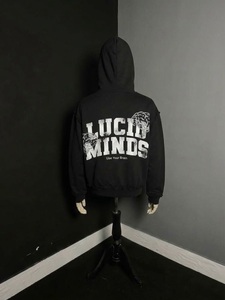 <b>Black</b> Distressed <b>Zip</b> <b>Up</b> <b>Hoodie</b> Men Vintage Boxy Graphic Sweatshirt Custom <b>Black</b> Typography Print <b>Zip</b> <b>Up</b> <b>Hoodie</b> Oversized - Product Image 2