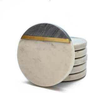 Posavasos Redondos de Mármol Hechos a Mano para el Hogar, para Vasos de Vino, Tazas y Cerveza, Absorbentes, Duraderos y Elegantes - Product Image 1