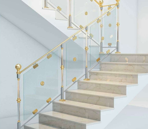 Rampe en verre sans cadre moderne pour escalier flottant, balustrade intérieure en acier inoxydable, design d'escalier de villa de luxe - Product Image 1
