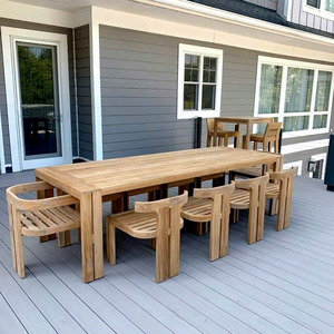Ensemble de salle à manger d'extérieur en bois massif ou ensemble de salle à manger de patio avec structure en aluminium sur mesure, mobilier de jardin résistant aux intempéries - Product Image 6