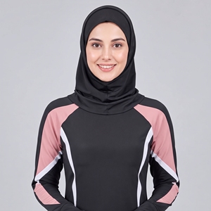 Ensemble Burkini Modeste 3 Pièces avec Bas Échancré, Matière Écologique, Fermetures Éclair Avant, Logo – Ensemble Burkini Modeste Complet 3 Pièces pour Femme - Product Image 4