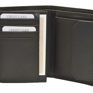 Cartera Trifold Delgada de Cuero Genuino para Hombre, Cierre Plegable Minimalista, Negra, Uso Diario, Cierre Abierto, Compartimento para Identificación de Poliéster - Product Image 3