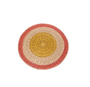 Handwoven Natural Seagrass Round Placemat, Multicolor Braided Table Mat with Concentric <b>Ring</b> Design for Home and Table Decor - Product Image 3