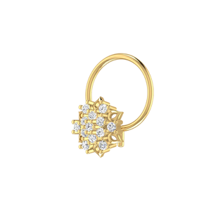 AJRETAIL 0.06 กะรัต บริลเลียนท์ HI คัลเลอร์ ทอง 14K เข็มกลัดจมูกสไตล์ชาติพันธุ์สำหรับผู้หญิง เพชรความใส VS-SI - Product Image 4