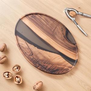 Plateau de service ovale moderne en bois d'acacia et bambou – Durable, léger, pour la maison, la cuisine, la table basse – Vente en gros - Product Image 1