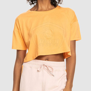 Nouveau design T-shirt de sport uni et tendance pour femme, coupe ample, 100 % coton respirant, prix de gros - Product Image 5