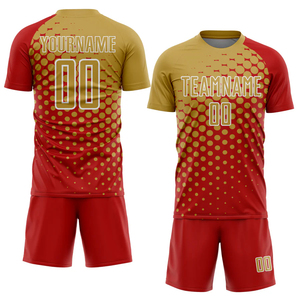 Uniformes de Fútbol Personalizados TROPIC EDGE SPORTS, Diseño de Puntos Rojos y Dorados Sublimados, Conjunto Unisex, Absorbe la Humedad, 100% Poliéster, para Adultos - Product Image 1