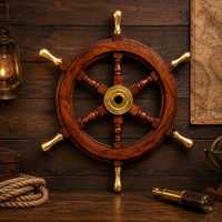 Volant de bateau marin de qualité supérieure, 18 pouces, en bois poli et laiton, pour la décoration de la maison