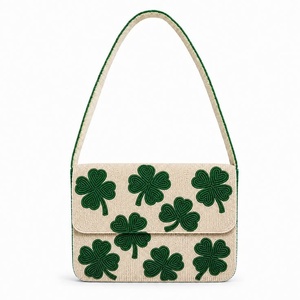 St Patrick Day Festival Square Fashion Beaded Floral Embroidered Shoulder Crossbody <b>Handbag</b> <b>for</b> Women Girls Custom Design - Product Image 4