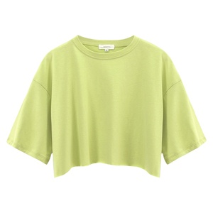 T-shirt décontracté à manches courtes et col rond pour femme, noir, coupe classique, 100 % coton molletonné, anti-plis, respirant, écologique - Product Image 3