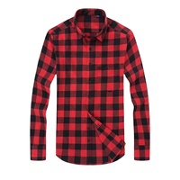 Kemeja Kasual Flanel Katun 100% Lengan Panjang Pria Kerah Kancing Ramah Lingkungan Musim Gugur Grosir Ekspor Premium Laris Manis