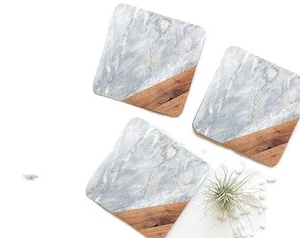 ENTERTAINIING DECORATIVE TRAY Stainless Steel Besafe Decorative Marble and Acacia <b>Wood</b> Cheese Serving <b>Board</b> with Handle - Product Image 2