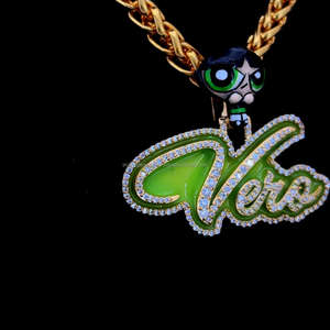 Colgante Hip Hop de Plata de Ley 925 personalizado 14K VVS Moissanite diamante esmalte verde helado completo chapado en oro para fiestas - Product Image 2