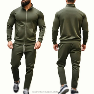 Chaqueta deportiva informal de 2 piezas para hombre, sudadera, pantalones, chándales, primavera Otoño, bloqueo de Color, cremallera, cuello levantado, chándal - Product Image 2