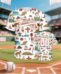 Camiseta de Béisbol Blanca con Hoja de Arce Roja, Nombre y Número Personalizados, Unisex, para Adultos, Poliéster Transpirable, Impresión Digital, Servicio OEM - Product Image 5