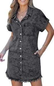 Camisa vaquera de algodón para mujer, blusa de manga larga con botones, cuello vuelto y bolsillos, para uso diario. - Product Image 2