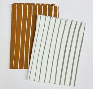 ผ้าเช็ดครัวลายทางพิมพ์ลายพรีเมียม 100% ผ้าฝ้าย สีขาว/สีสนิม จากผู้ผลิตในอินเดีย ราคาขายส่ง - Product Image 1