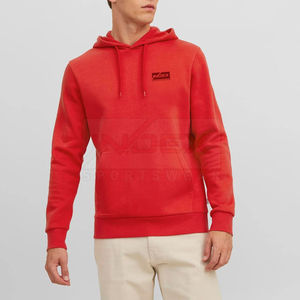 Sweat-shirt à capuche rouge pour homme INDEX, couleur unie, coton French Terry, décontracté, pour l'automne, avec poche avant et coupe classique - Product Image 3