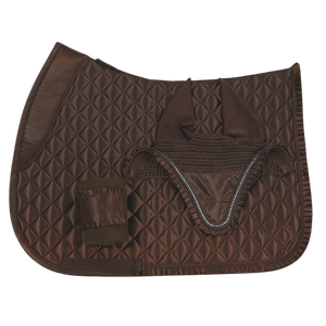Tapis de selle matelassé marron pour dressage, numnah équestre en polyester rembourré avec coque en coton pour l'entraînement et la compétition équestre - Product Image 1