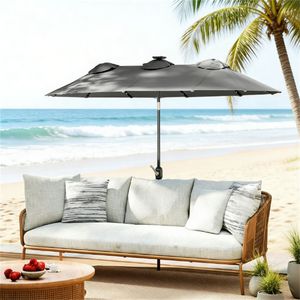Ombrellone da Giardino Solare Grigio per Esterni - Product Image 1