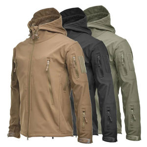 Windproof Hooded Windbreaker <b>Jacket</b> Solid Color Full Zipper Workwear Style Outdoor Coat Autumn Winter Wear PU Coated Nylon - Product Image 1