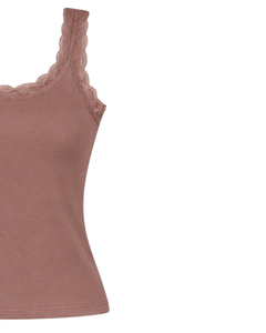 Débardeur Femme Personnalisé Marron Mocha en Coton avec Bordure en Dentelle, Coupe Ajustée, Sans Manches, Style Basique Doux et Respirant pour l'Été - Product Image 2